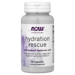 NOW Foods Solutions Hydration Rescue com Ácido Hialurônico Hyabest® 60 Cápsulas