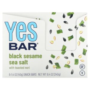 Yes Bar Lanchonete Sal Marinho de Gergelim Preto 6 Barras 40 g (14 oz) Cada