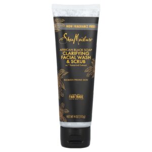 SheaMoisture Esfoliante e Sabonete Líquido Facial Clareador com Extrato de Tamarindo Sabonete Negro Africano Sem Perfume 113 g (4 oz)