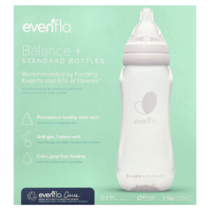 Evenflo Feeding Balance+ Frascos Padrão Acima de 0 Meses Fluxo Lento 3 Frascos 270 ml (9 oz) Cada