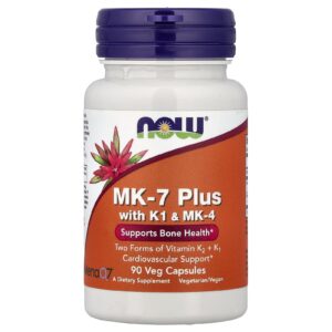NOW Foods MK-7 Plus com K1 e MK-4 90 Cápsulas Vegetais