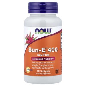 NOW Foods Sun-E™ 400 268 mg (400 UI) 60 Cápsulas Softgel