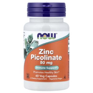 NOW Foods Picolinato de Zinco 50 mg 60 Cápsulas Vegetais