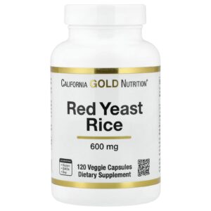 California Gold Nutrition Levedura de Arroz Vermelho 600 mg 120 Cápsulas Vegetais