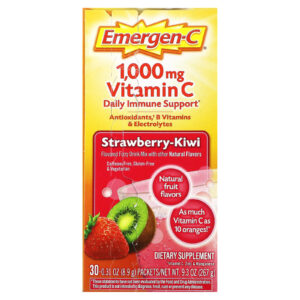 Emergen-C Vitamina C Mistura para Bebidas Gaseificadas com Sabor Kiwi e Morango 1.000 mg 30 Pacotes 89 g (031 oz) Cada