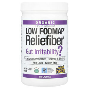 Natural Factors Baixo Fodmap Orgânico† Reliefiber® Sem Sabor 150 g (53 oz)