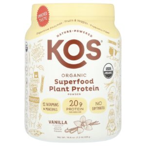 KOS Proteína em Pó da Planta de Superalimento Orgânico Baunilha 1.036 g (23 lb)