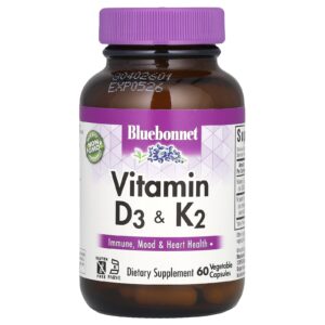Bluebonnet Nutrition Vitamina D3 e K2 60 Cápsulas Vegetais