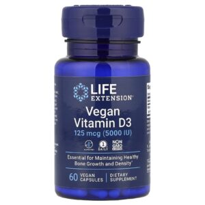 Life Extension Vegan Vitamin D3 125 mcg (5000 IU) 60 Vegan Capsules