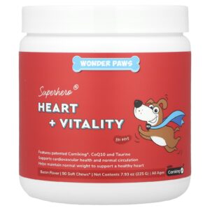 Wonder Paws Cápsulas Mastigáveis Superhero® Heart + Vitality Para Cães Todas as Idades Bacon 90 Cápsulas Mastigáveis 225 g (793 oz)