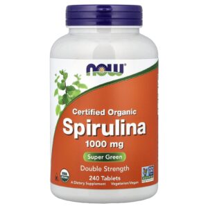 NOW Foods Espirulina Orgânica Certificada 1.000 mg 240 comprimidos