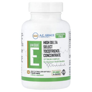 A.C. Grace Company Unique E Tocotrienol 125 mg 60 Cápsulas Softgel Fáceis de Engolir