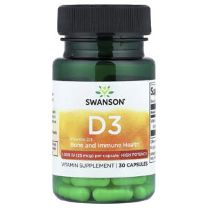 Swanson Vitamina D3 Alta Potência 25 mcg (1.000 UI) 30 Cápsulas