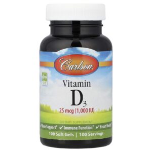Carlson Vitamina D3 25 mcg (1.000 UI) 100 Cápsulas Softgel