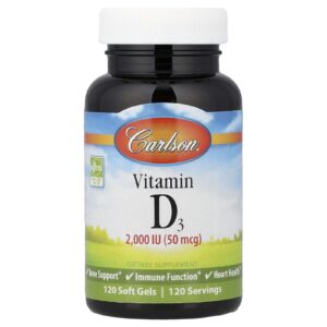 Carlson Vitamina D3 50 mcg (2.000 UI) 120 Cápsulas Softgel