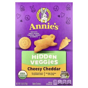 Annies Homegrown Biscoitos Assados com Queijo Cheddar Vegetais Escondidos 213 g (75 oz)