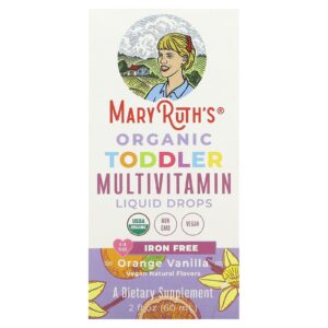 MaryRuths Orgânico para Bebês Gotas Líquidas Multivitamínicas 1 a 3 Anos Baunilha e Laranja 60 ml (2 fl oz)