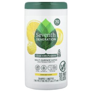 Seventh Generation Lenços umedecidos para várias superfícies Raspas de limão Toalhetes 70