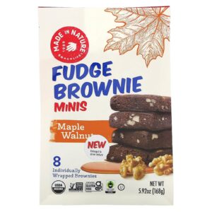 Made in Nature Brownie Minis com Fudge Noz e Bordo 8 Brownies 168 g (592 oz)