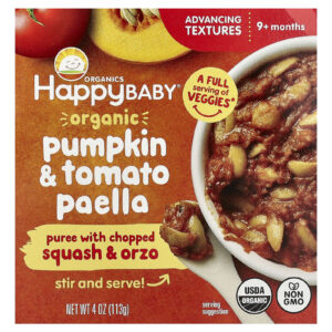 Happy Family Organics Happy Baby® Paella de Abóbora e Tomate Orgânicos Mais de 9 Meses 113 g (4 oz)