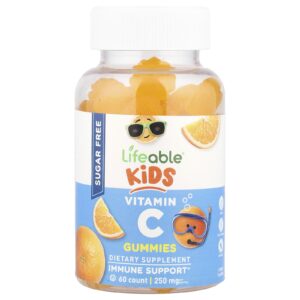 Lifeable Kids Gomas de Vitamina C Sem Açúcar Cítricos 60 Gomas (125 mg por Goma)