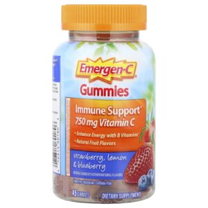 Emergen-C Gomas de Suporte Imunológico Morango Limão e Mirtilo 45 Gomas