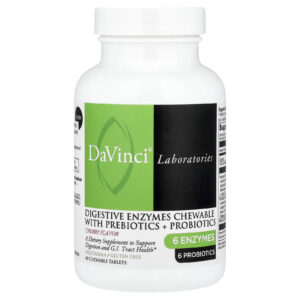 DaVinci Laboratories Enzimas Digestivas Mastigáveis com Prebióticos + Probióticos Cereja 90 Comprimidos Mastigáveis