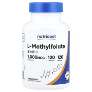 Nutricost L-metilfolato 1.000 mcg 120 Cápsulas