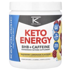 KetoLogic Keto Energy BHB + Cafeína Limonada de Framboesa 270 g (96 oz)
