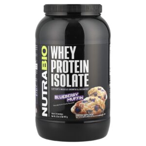 NutraBio Isolado de Proteína Whey Muffin de Mirtilo 907 g (2 lb)