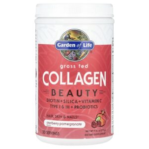 Garden of Life Beleza A Partir de Colágeno de Gado Criado no Pasto Cramberry e Romã 952 oz (270 g)