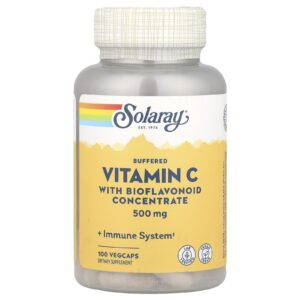 Solaray Vitamina C Tamponada com Concentrado de Bioflavonoide 500 mg 100 Cápsulas Veganas