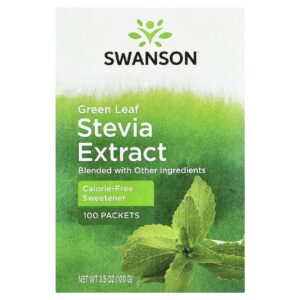 Swanson Extrato de Estévia de Folha Verde 100 Pacotes