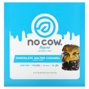 No Cow Barra de Proteína Mergulhada Chocolate e Caramelo com Sal 12 Barras 60 g (212 oz) Cada