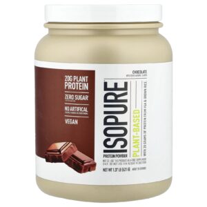 Isopure Proteína à Base de Plantas em Pó Chocolate 621 g (137 lb)
