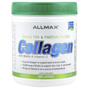 ALLMAX Colágeno com Biotina e Vitamina C Sem Sabor 440 g (155 oz)