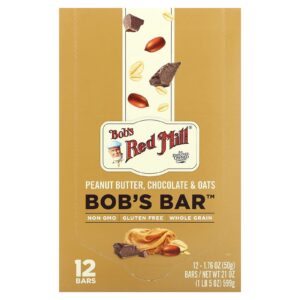 Bobs Red Mill Barra do Bob Manteiga de Amendoim Chocolate e Aveia 12 Barras 50 g (176 oz) Cada