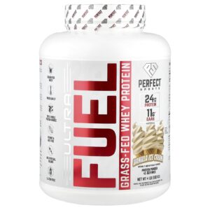 PERFECT Sports Ultra Fuel Proteína Whey Alimentada com Grama Sorvete de Baunilha 182 kg (4 lb)