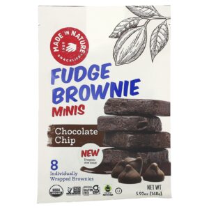 Made in Nature Minis de Brownie Fudge Gotas de Chocolate 8 Brownies Embalados Individualmente 168 g (592 oz)