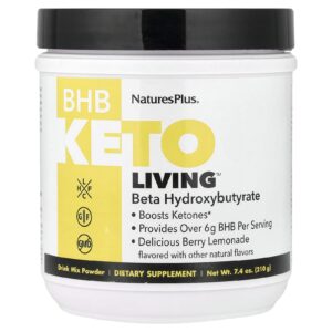 NaturesPlus BHB Keto Living™ Deliciosa Limonada de Frutas Vermelhas 74 oz (210 g)