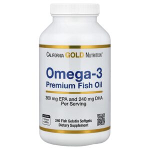 California Gold Nutrition Ômega-3 Óleo de Peixe Premium 240 Cápsulas Softgel de Gelatina de Peixe