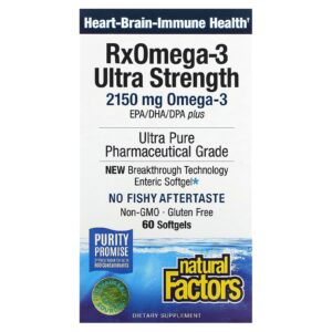 Natural Factors RxOmega-3 Ultra Strength 60 Cápsulas Softgel (1.075 mg por Cápsula Softgel)