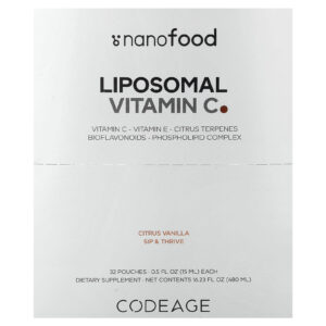 Codeage Nanofood Vitamina C Lipossomal Cítricos e Baunilha 32 Sachês 15 ml (05 fl oz) Cada