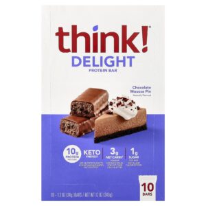 Think ! Delight Barra de Proteína Torta de Mousse de Chocolate 10 Barras 34 g (12 oz) Cada