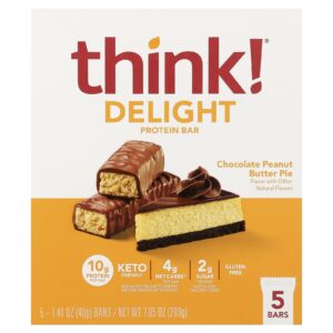 Think ! Barra de Proteína Delight Torta de Manteiga de Amendoim com Chocolate 5 Barras 40 g (141 oz) Cada