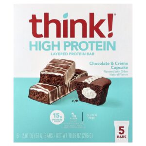 Think ! Barra em Camadas com Alto Teor de Proteína Bolinho de Chocolate e Creme 5 Barras 57 g (201 oz) Cada