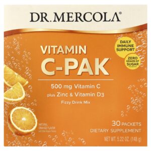 Dr. Mercola Vitamina C-PAK® Laranja Natural 30 Embalagens 493 g (017 oz) Cada