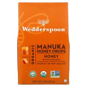Wedderspoon Pastilhas de Mel de Manuka Orgânico Mel com Echinacea 120 g (4 oz)