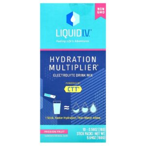 Liquid I.V. Multiplicador de Hidratação Mistura para Bebida de Eletrólitos Maracujá 10 Embalagens 16 g (056 oz) Cada