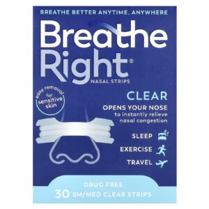 Breathe Right Tiras Nasais SM/Med Clear 30 Tiras
